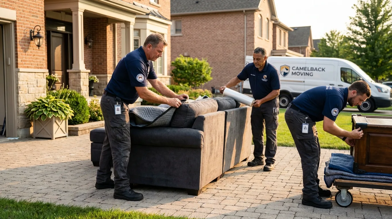Large estate moving crew wrapping furniture in North Port, FL