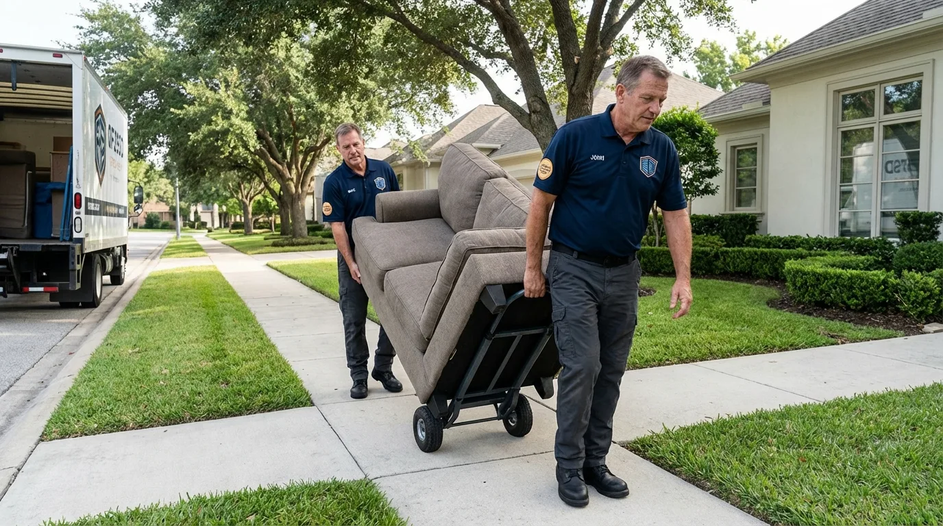 Local residential moving crew loading furniture in North Port, FL