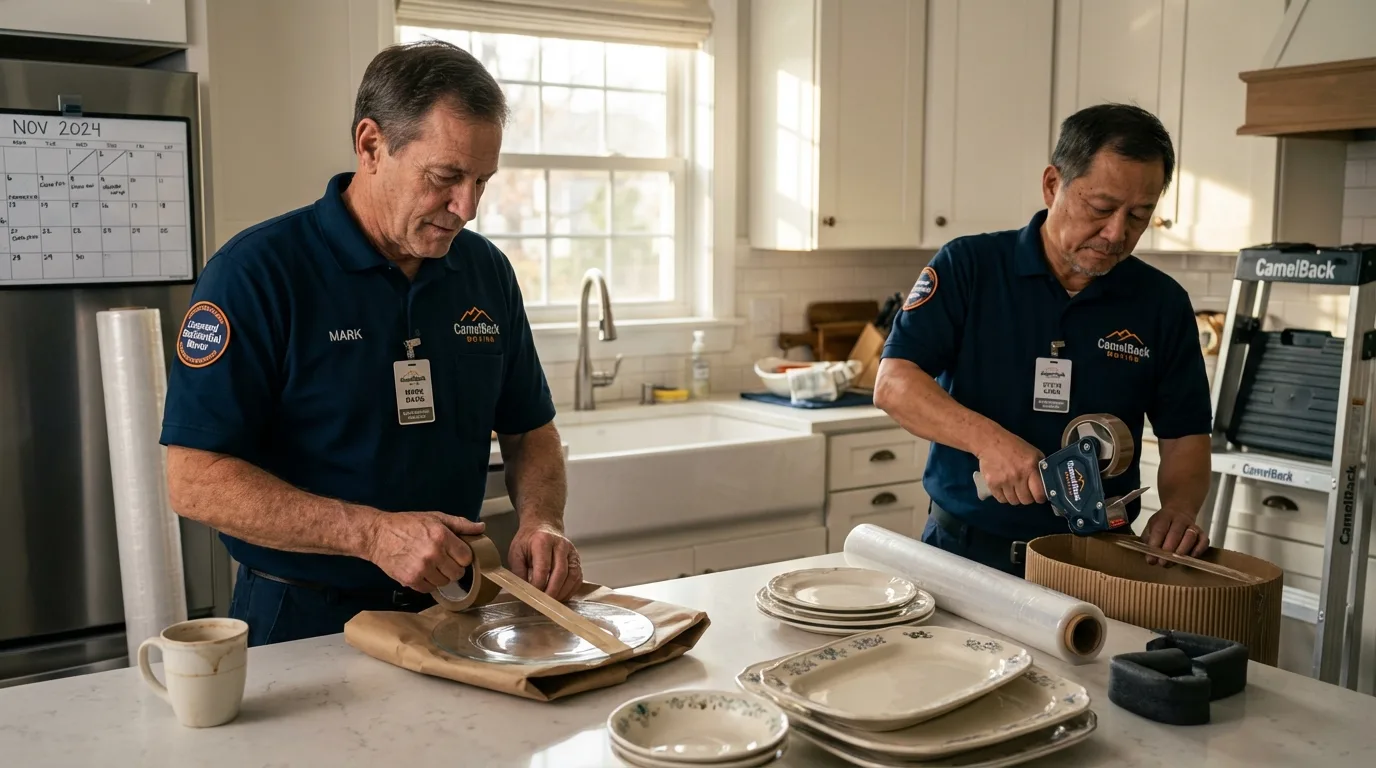 Professional crew packing kitchen dishware in North Port, FL